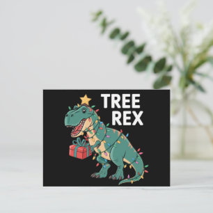 Dinosaur-kerstboom Rex Pajamas Xmas lights Briefkaart