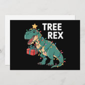 Dinosaur-kerstboom Rex Pajamas Xmas lights Feestdagenkaart (Voorkant / Achterkant)