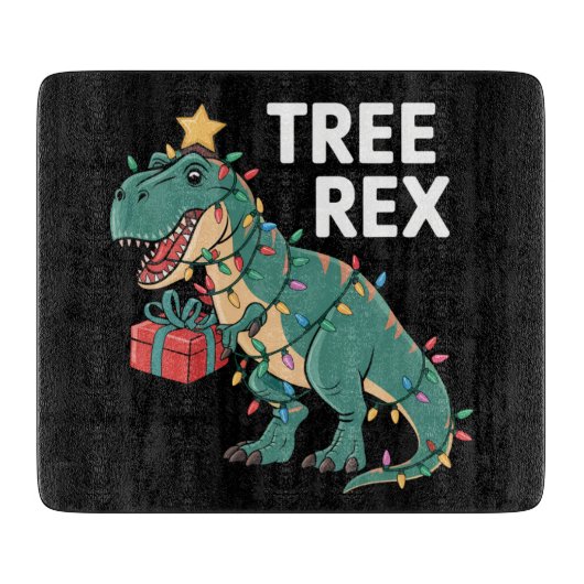 Dinosaur-kerstboom Rex Pajamas Xmas lights Snijplank (Voorkant)