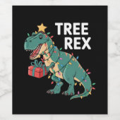Dinosaur-kerstboom Rex Pajamas Xmas lights Wijn Etiket (Enkel label)