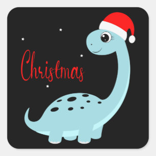 Dinosaur-kerstcadeau voor Kind, gezinsdecoratie Vierkante Sticker