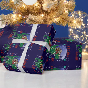 Dinosaur kerstkerstkerstkerstman cadeaupapier