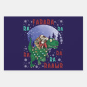 Dinosaur kerstkerstkerstkerstman inpakpapier vel (Voorkant 2)