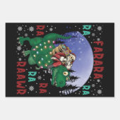 Dinosaur kerstkerstkerstkerstman inpakpapier vel (Voorkant)