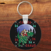 Dinosaur kerstkerstkerstkerstman sleutelhanger (Voorkant)