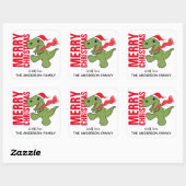 Dinosaur-kerstlabel Vierkante Sticker (Vel)