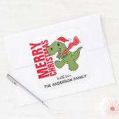 Dinosaur-kerstlabel Vierkante Sticker (Envelop)