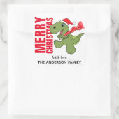 Dinosaur-kerstlabel Vierkante Sticker (Tas)