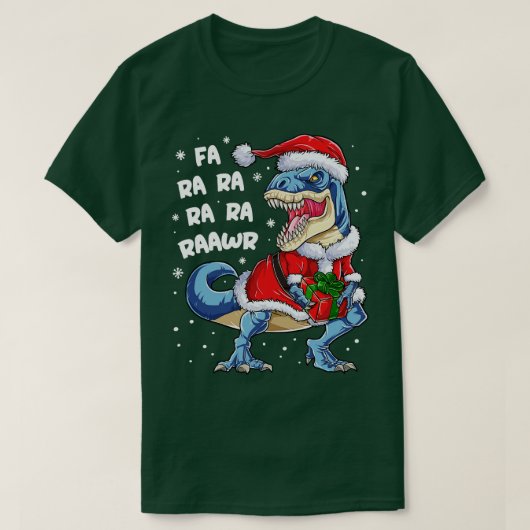 Dinosaur Kerstmis Fa Ra Rawr T rex Santa Boys T-shirt (Design voorkant)