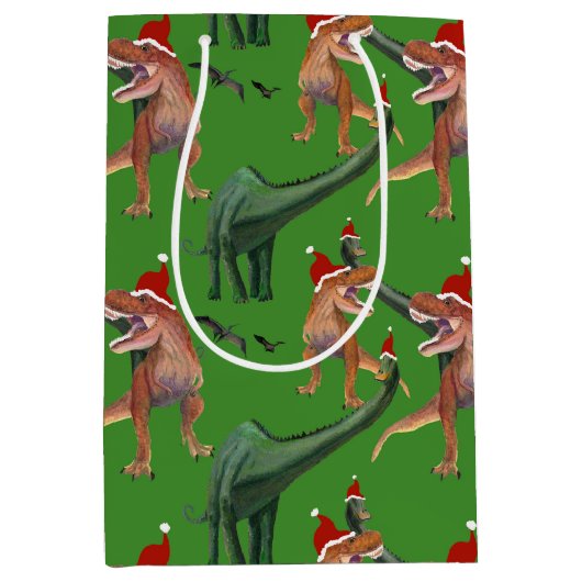 Dinosaur Kerstmis Medium Cadeauzakje (Voorkant)