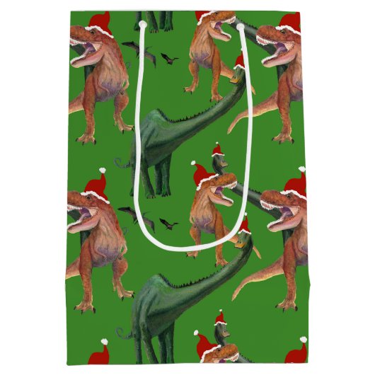 Dinosaur Kerstmis Medium Cadeauzakje (Achterkant)