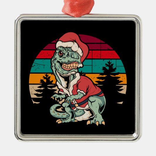 Dinosaur Kerstmis Metalen Ornament (Voorkant)