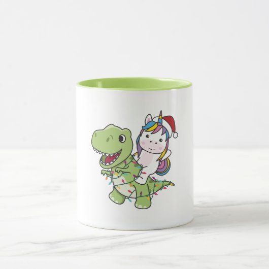 Dinosaur Kerstmis Unicorn Winter T-Rex Dino Adult Mok (Midden)