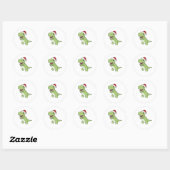 Dinosaur Kerstwinter T-Rex Dino Ronde Sticker (Vel)