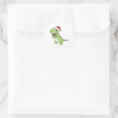 Dinosaur Kerstwinter T-Rex Dino Ronde Sticker (Tas)