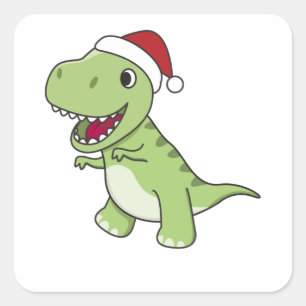 Dinosaur Kerstwinter T-Rex Dino Vierkante Sticker
