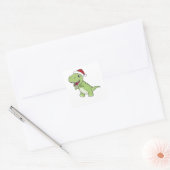 Dinosaur Kerstwinter T-Rex Dino Vierkante Sticker (Envelop)