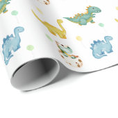 Dinosaur Kids Birthday Cadeaupapier (Rol Hoek)