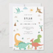 Dinosaur Kids Birthday Party Invitation (Devant)