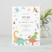 Dinosaur Kids Birthday Party Invitation (Debout devant)