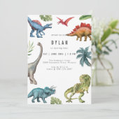 Dinosaur Kids Birthday Party Invitation (Debout devant)