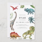 Dinosaur Kids Birthday Party Invitation (Devant)