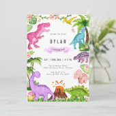 Dinosaur Kids Birthday Party Invitation (Debout devant)