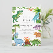 Dinosaur Kids Birthday Party Invitation (Debout devant)