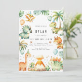 Dinosaur Kids Birthday Party Invitation (Debout devant)