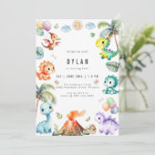 Dinosaur Kids Birthday Party Invitation (Debout devant)