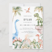 Dinosaur Kids Birthday Party Invitation (Devant)