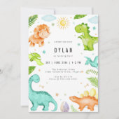 Dinosaur Kids Birthday Party Invitation (Devant)