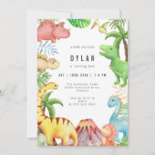 Dinosaur Kids Birthday Party Invitation (Devant)