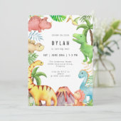 Dinosaur Kids Birthday Party Invitation (Debout devant)