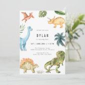 Dinosaur Kids Birthday Party Invitation (Debout devant)