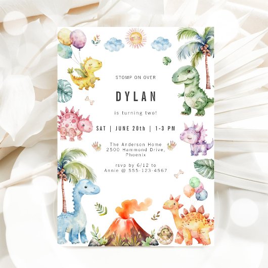 Dinosaur Kids Birthday Party Invitation