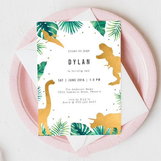Dinosaur Kids Birthday Party Invitation