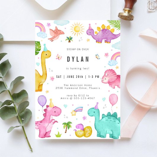 Dinosaur Kids Birthday Party Invitation