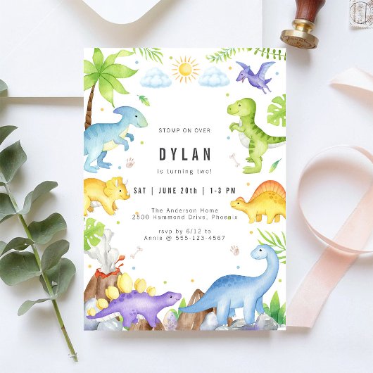 Dinosaur Kids Birthday Party Invitation