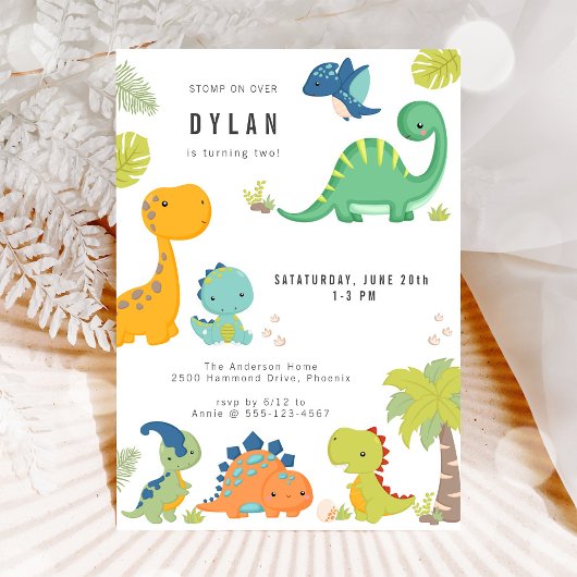 Dinosaur Kids Birthday Party Invitation