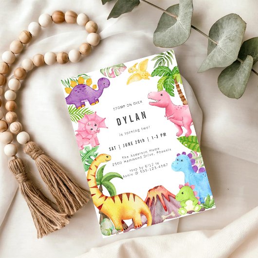 Dinosaur Kids Birthday Party Invitation