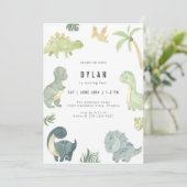 Dinosaur Kids Birthday Party Invitation (Debout devant)