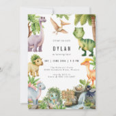 Dinosaur Kids Birthday Party Invitation (Devant)