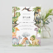 Dinosaur Kids Birthday Party Invitation (Debout devant)
