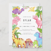 Dinosaur Kids Birthday Party Invitation (Devant)