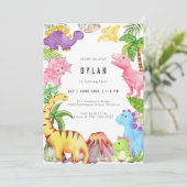 Dinosaur Kids Birthday Party Invitation (Debout devant)