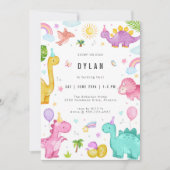 Dinosaur Kids Birthday Party Invitation (Devant)