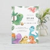 Dinosaur Kids Birthday Party Invitation Kaart (Staand voorkant)