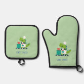 Dinosaur Kids Oven Mitt and Pot Holder Set (Voorkant)
