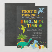 Dinosaur Kids verjaardagsuitnodiging Kaart (Voorkant / Achterkant)